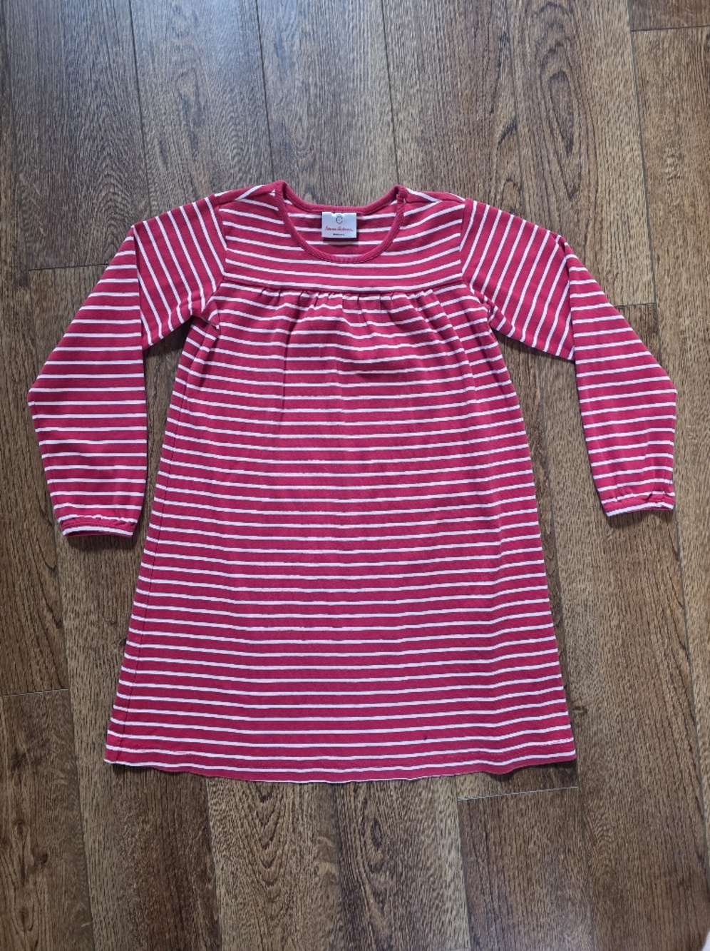 Hanna Andersson Red and White Striped Long-Sleeve Knit Dress